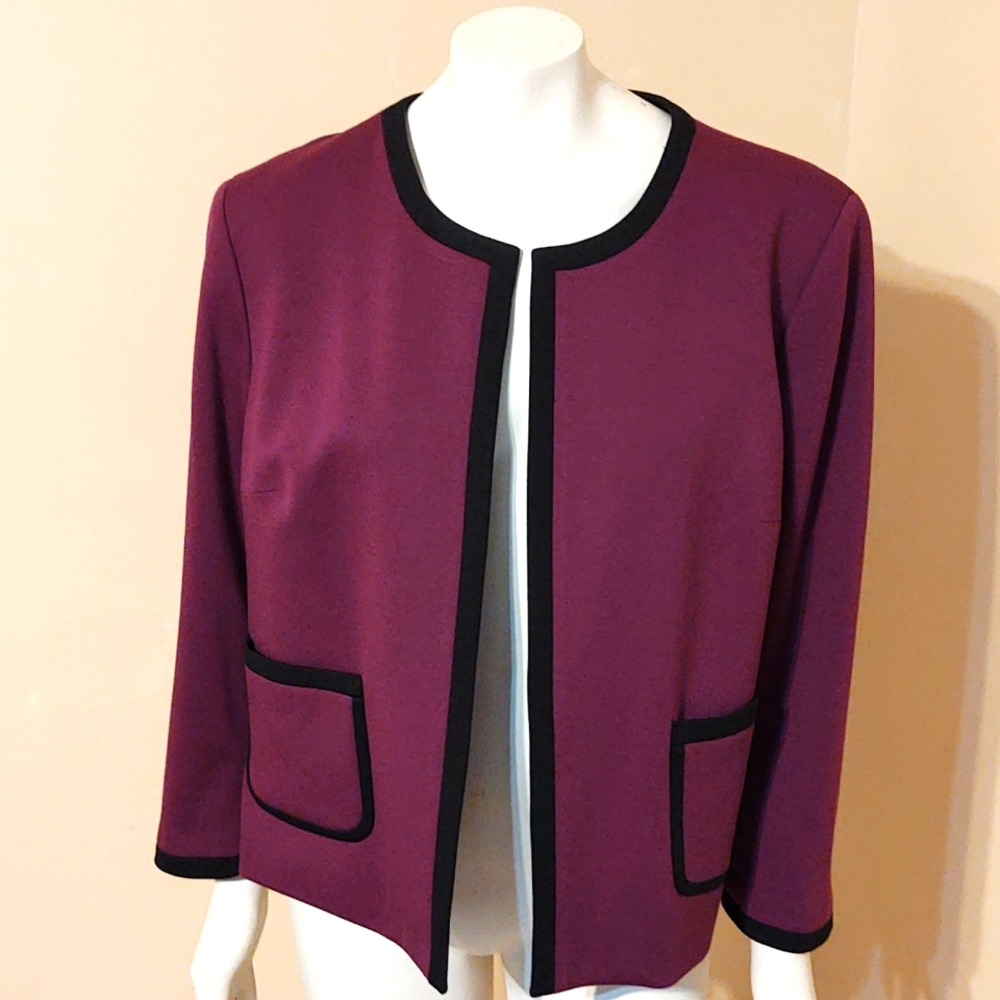 Nine West Women's Ponte Jewel Neck Jacket with Trim